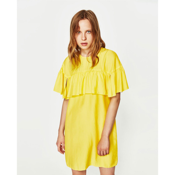 yellow off the shoulder dress zara Zara | Dresses | Nwt Zara Size Xs Mini Yellow Frilled Dress